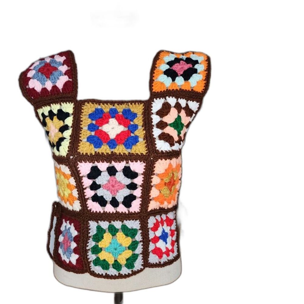Vintage 80's Multi Colored Crocheted Top